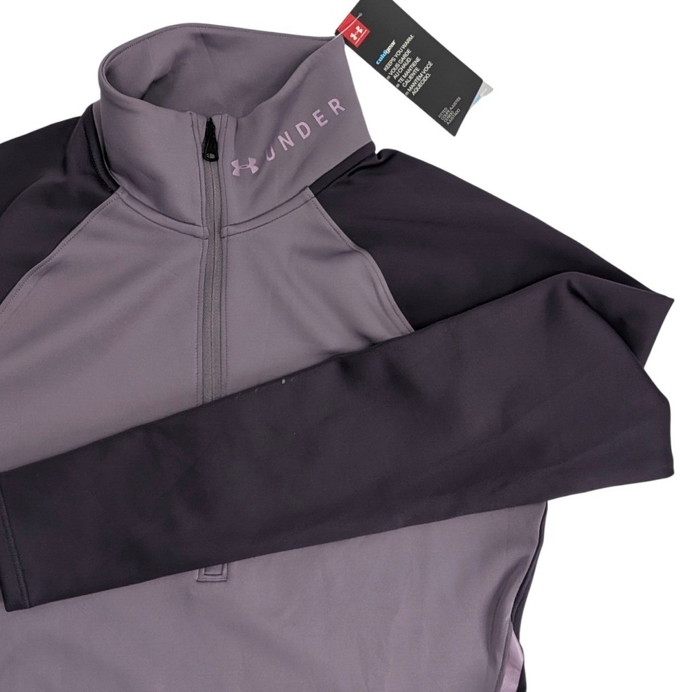 Under Armour ColdGear Womens 1/2 Zip Pullover Purple Charcoal 1346421 Sz Medium
